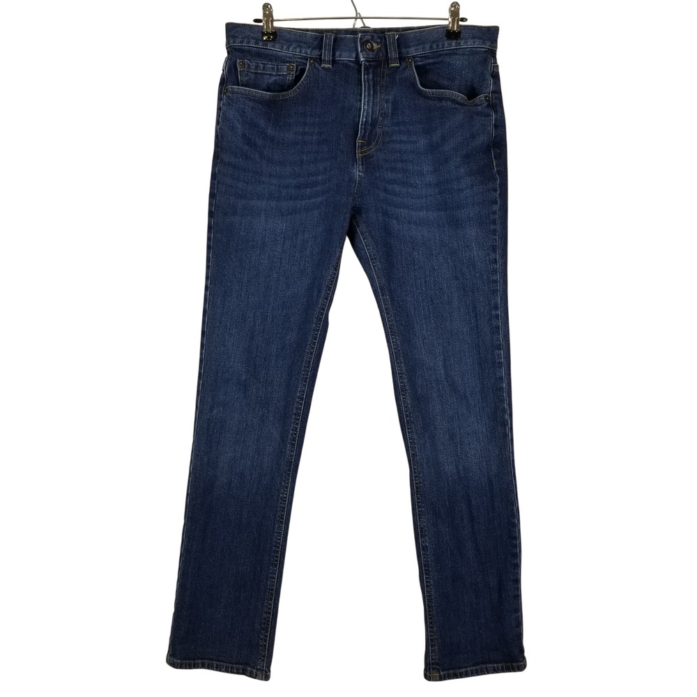 prAna Straight Fit Jeans Mens 33 Dark Indigo Blue Organic Cotton Stretch Denim